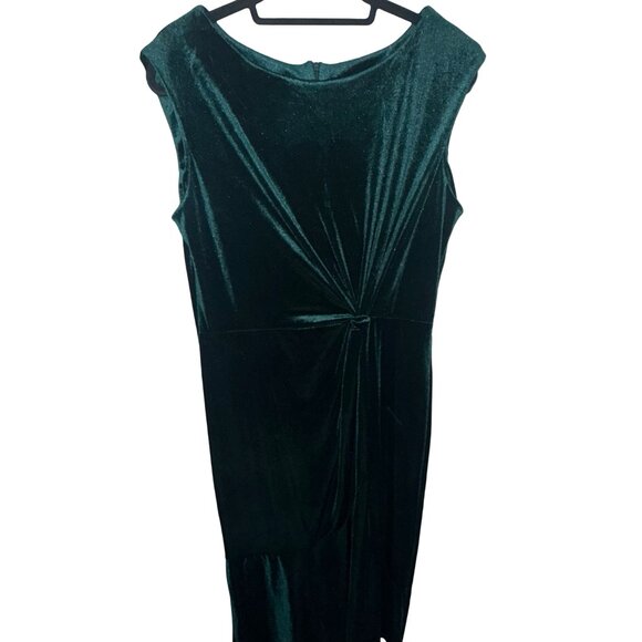 Danny & Nicole Velvet Women's Hunter Green Short Sleeve Midi Fit + Flare Dress S - Picture 1 of 12